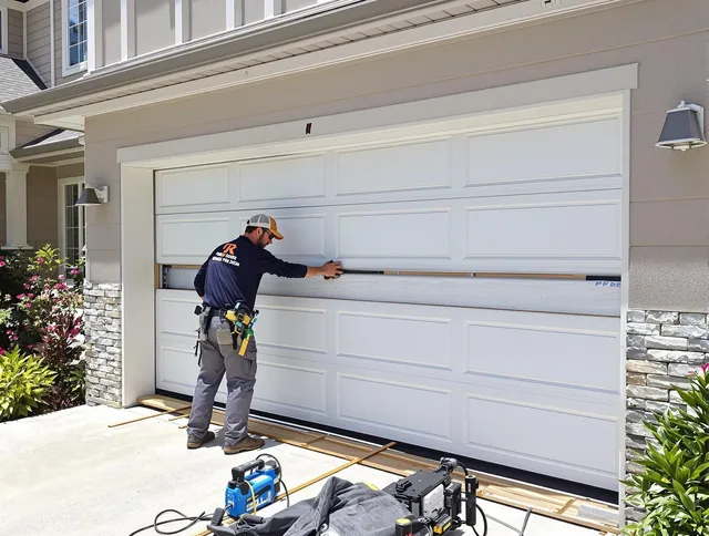 Altadena Garage Door Repair team performing complete garage door replacement at Altadena residence