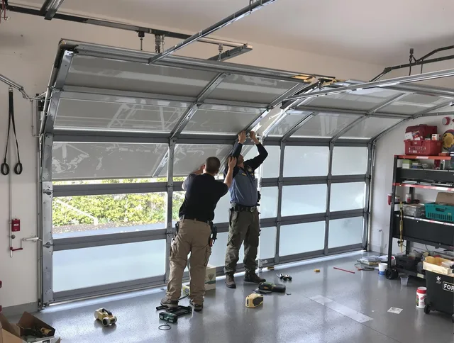 Altadena Garage Door Repair expert performing precise panel replacement on Altadena garage door
